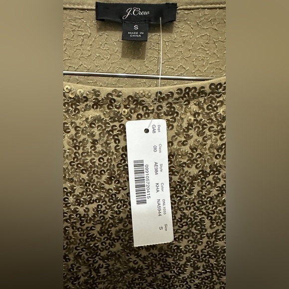 328 J.Crew | NWT Shimmering Gold Sequin Boatneck Blouse (Size S) - Picture 8 of 13